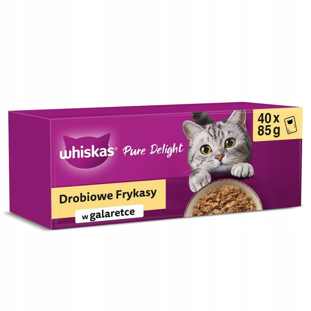 Whiskas Mokra karma dla kota w galaretce 40x85 g – drobiowe frykasy, mix smaków