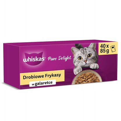 Whiskas Mokra karma dla kota w galaretce 40x85 g – drobiowe frykasy, mix smaków