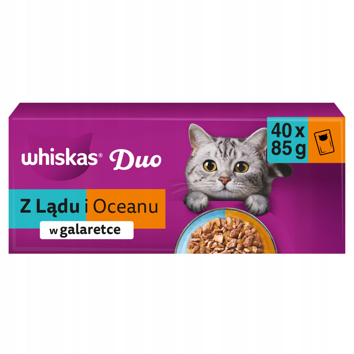 Whiskas Duo mokra karma dla kota w galaretce 40 x 85 g – z lądu i oceanu, adult