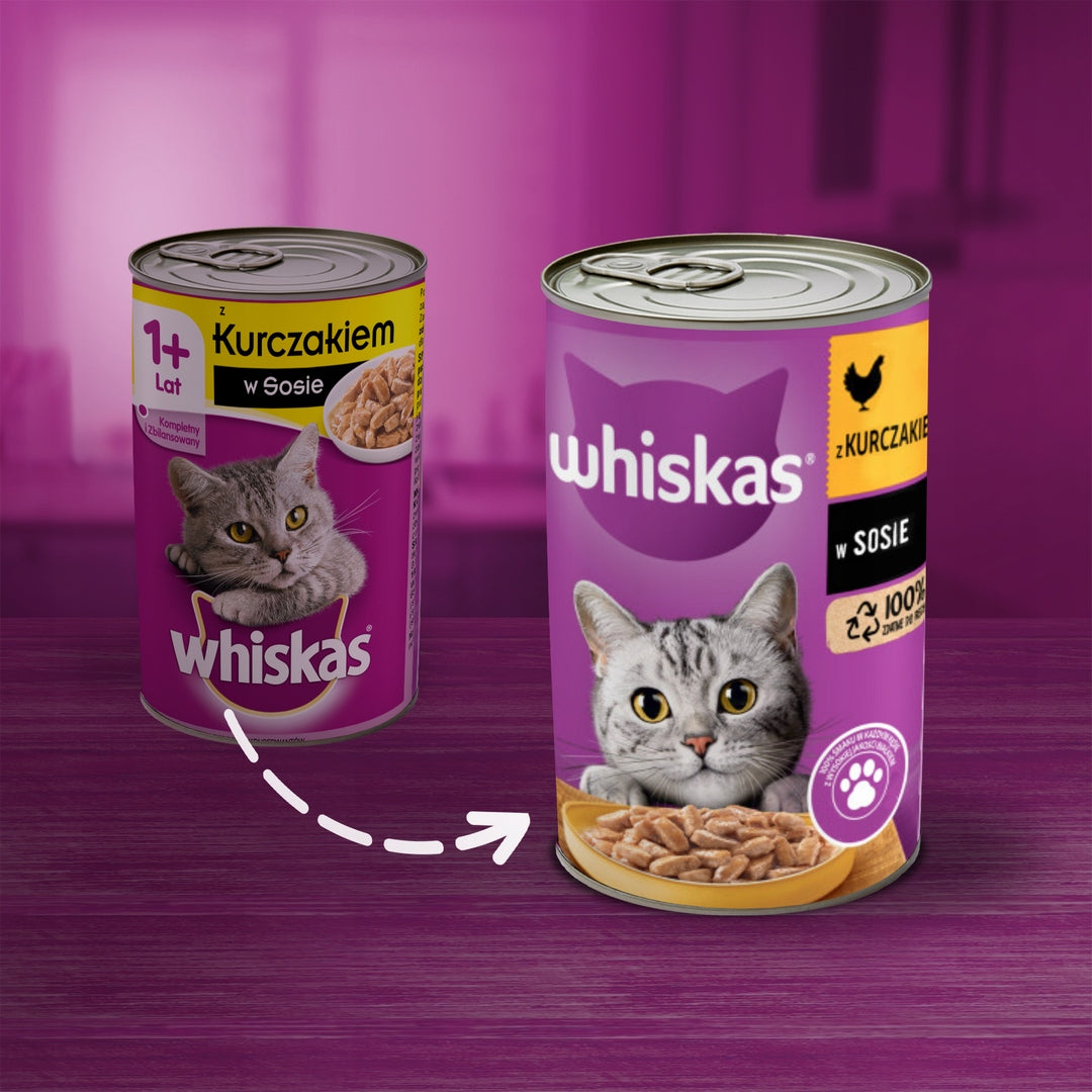 Whiskas mokra karma dla kota z kurczakiem w sosie 24 x 400 g – puszki dla dorosłych kotów