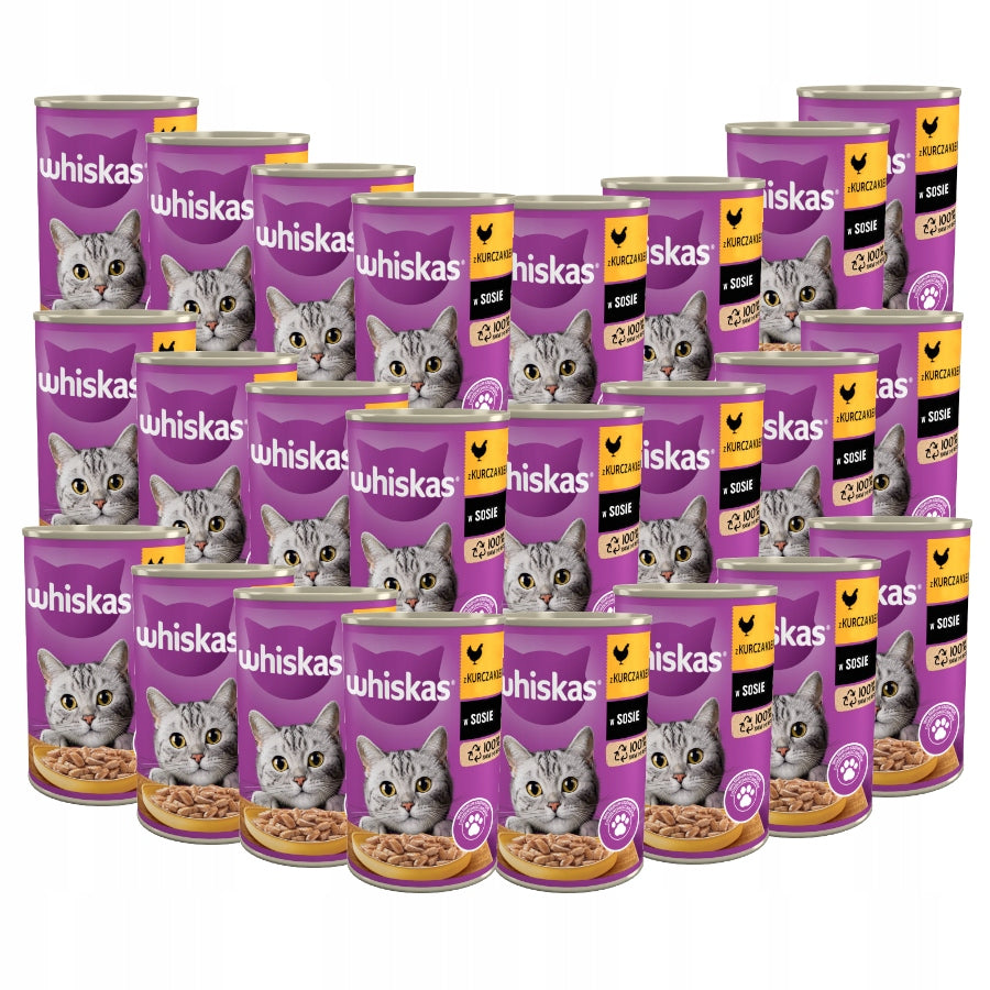 Whiskas mokra karma dla kota z kurczakiem w sosie 24 x 400 g – puszki dla dorosłych kotów