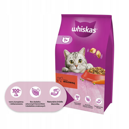 Whiskas Adult sucha karma dla kota z wołowiną 14 kg – z pasztecikami, dla kotów dorosłych