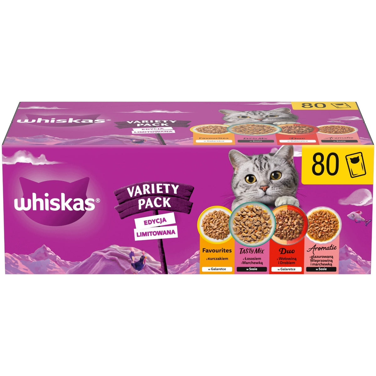 Whiskas mokra karma dla kota dorosłego 80 x 85 g w sosie i galaretce – mix smaków