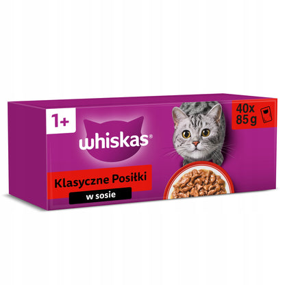 Whiskas Adult mokra karma dla kota w sosie 40 x 85 g – mix smaków, saszetki