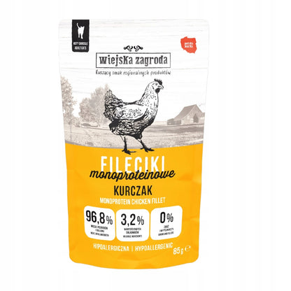 Wiejska Zagroda Fileciki karma mokra dla kota 12 x 85 g – bezzbożowa, mix 4 smaków