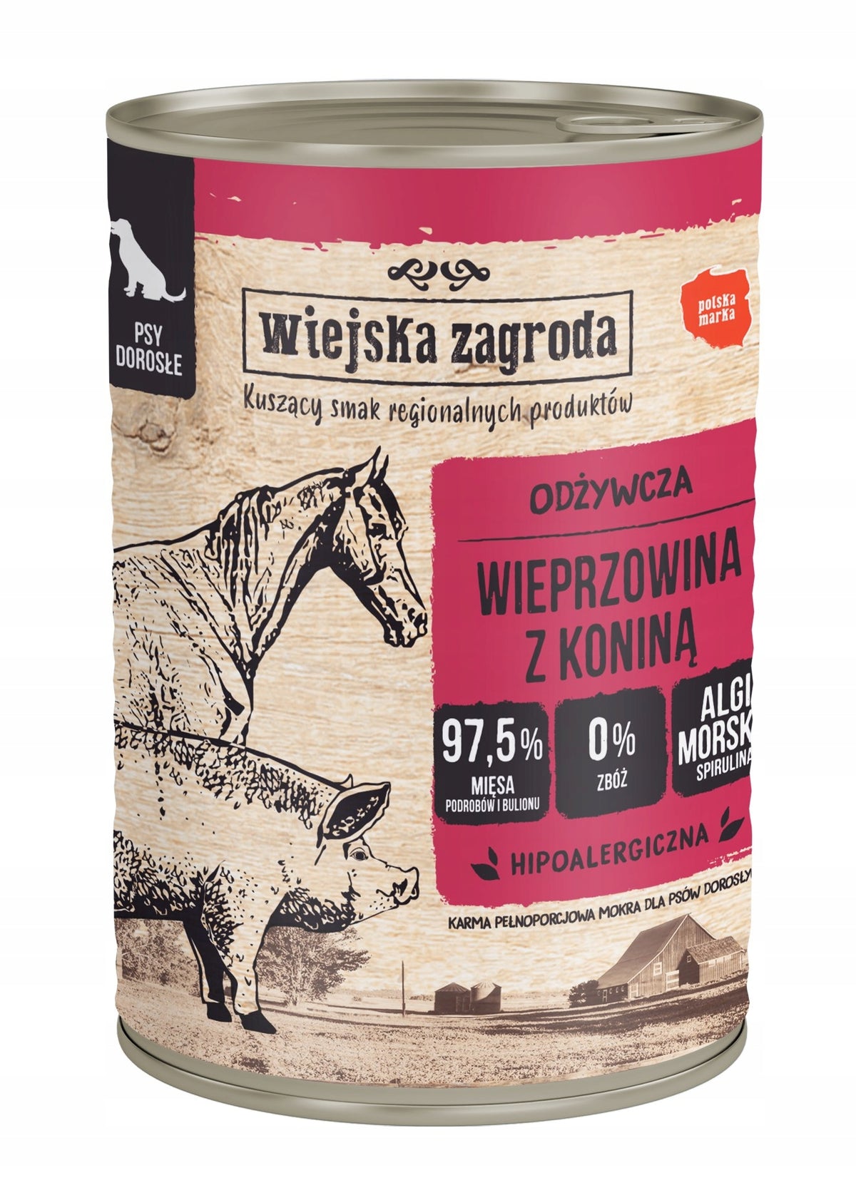 Wiejska Zagroda karma mokra dla psa bezzbożowa 12 x 400 g – mix smaków, puszki