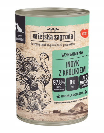 Wiejska Zagroda karma mokra dla psa bezzbożowa 12 x 400 g – mix smaków, puszki