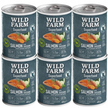 Wild Farm Superfood Salmon mokra karma dla psa z łososiem, bezzbożowa – 6x400 g