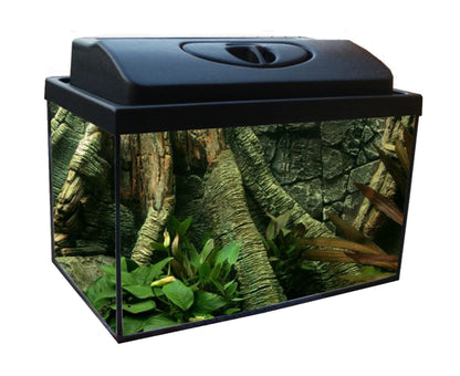 Wiwal Zestaw akwarium 35 l z pokrywą i oświetleniem 40x25x35 cm, szkło 4 mm – czarna pokrywa