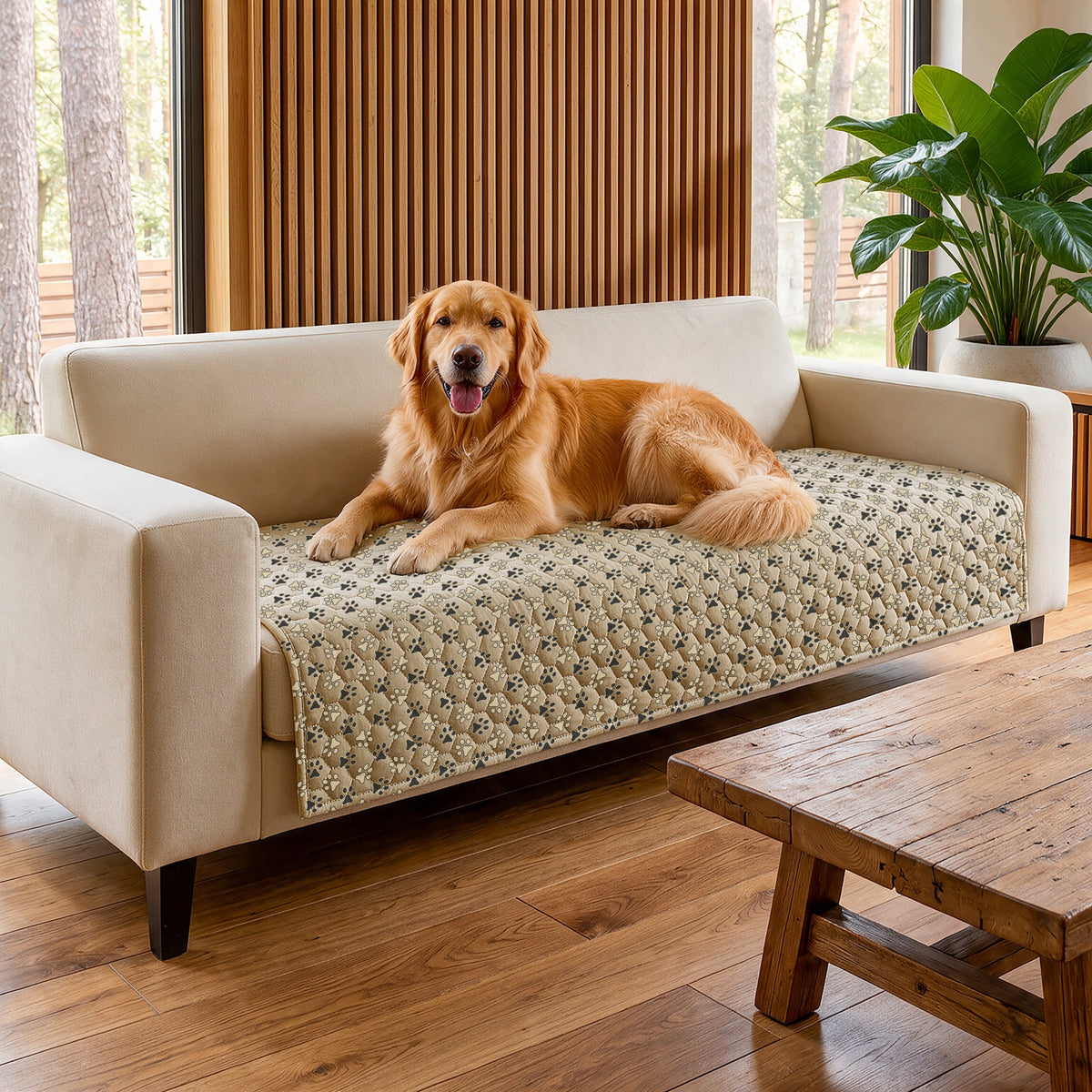Dogguru wodoodporna narzuta na łóżko dla psa 150 x 90 cm, dwustronna mata XL – beżowa