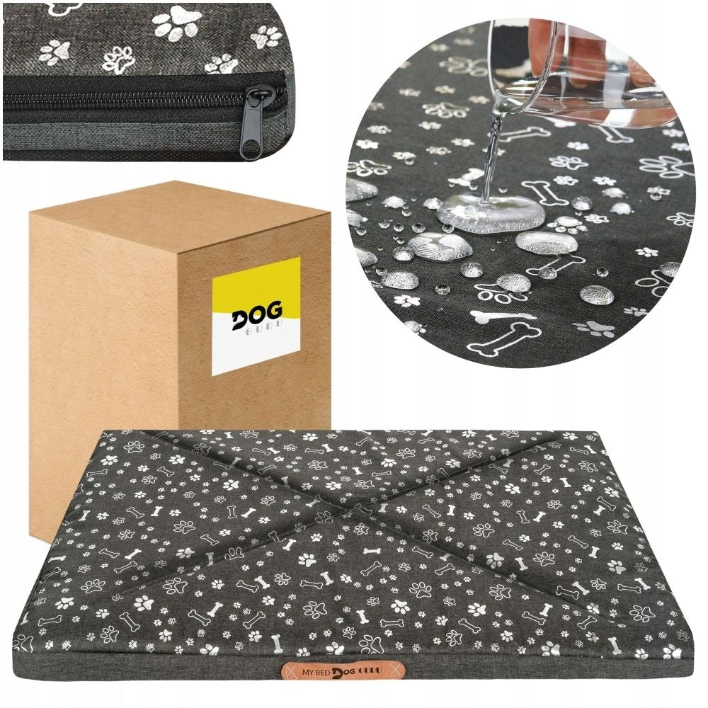 Wodoodporny materac dla psa 120 x 70 cm z pianką i zdejmowanym pokrowcem – XXL, wielokolorowy
