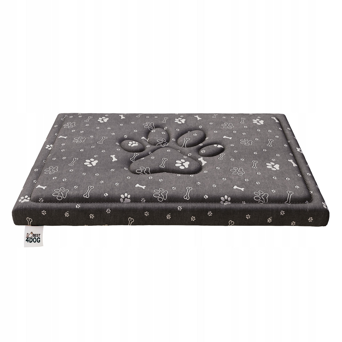 Materac dla psa 100x70 cm z pianki i owaty, wodoodporny zdejmowany pokrowiec – szary