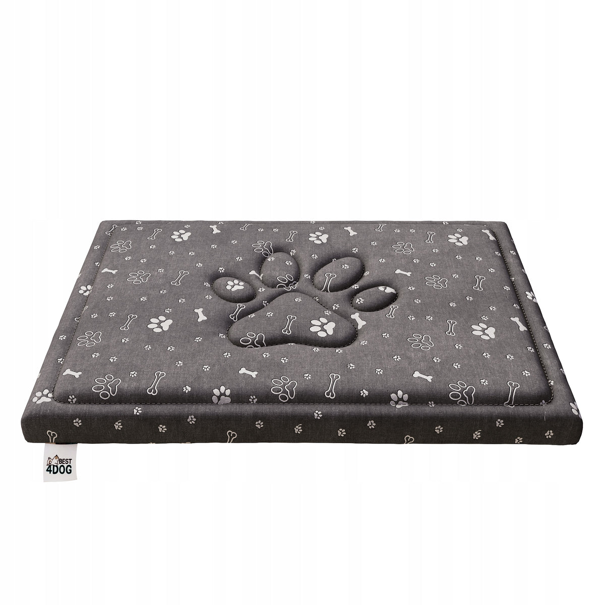 Materac dla psa 100x70 cm z pianki i owaty, wodoodporny zdejmowany pokrowiec – szary
