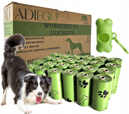 Biodegradowalne woreczki na psie odchody 360 szt. z etui-dyspenserem – zielone
