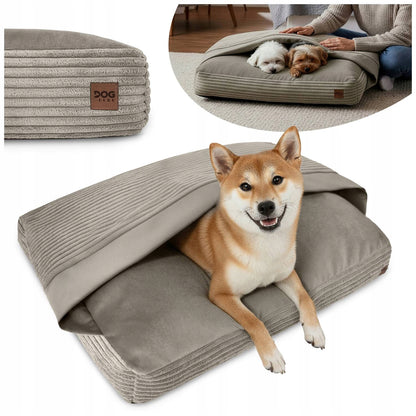 Dogguru legowisko dla psa i kota z kołderką 70 × 50 cm, antypoślizgowe, rozmiar M – beżowe