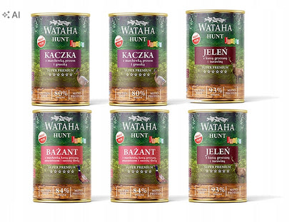 Wataha HUNT Junior mokra karma dla szczeniąt 6x 400 g, bez zbóż – mix smaków