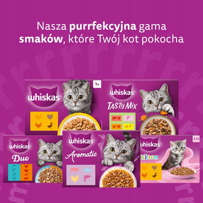 Whiskas Drobiowa Uczta mokra karma dla dorosłego kota w galaretce 120 x 85 g – mix smaków