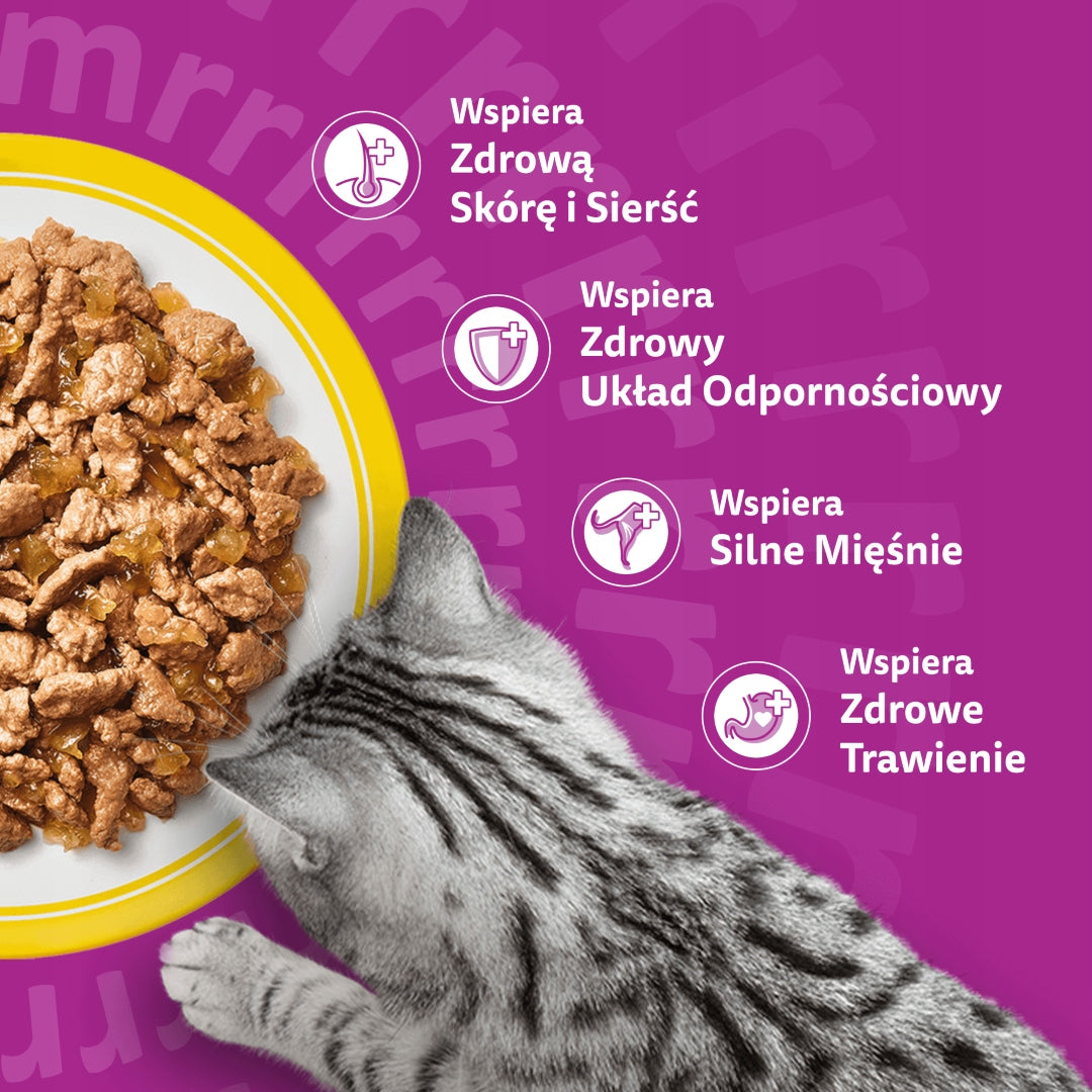 Whiskas Drobiowa Uczta mokra karma dla dorosłego kota w galaretce 120 x 85 g – mix smaków