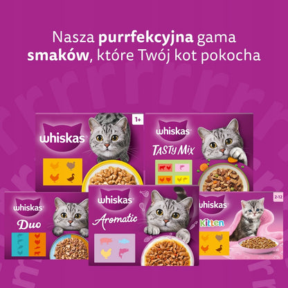 Whiskas mokra karma dla kota 40x85 g w sosie i galaretce – mix 4 smaków, koty dorosłe