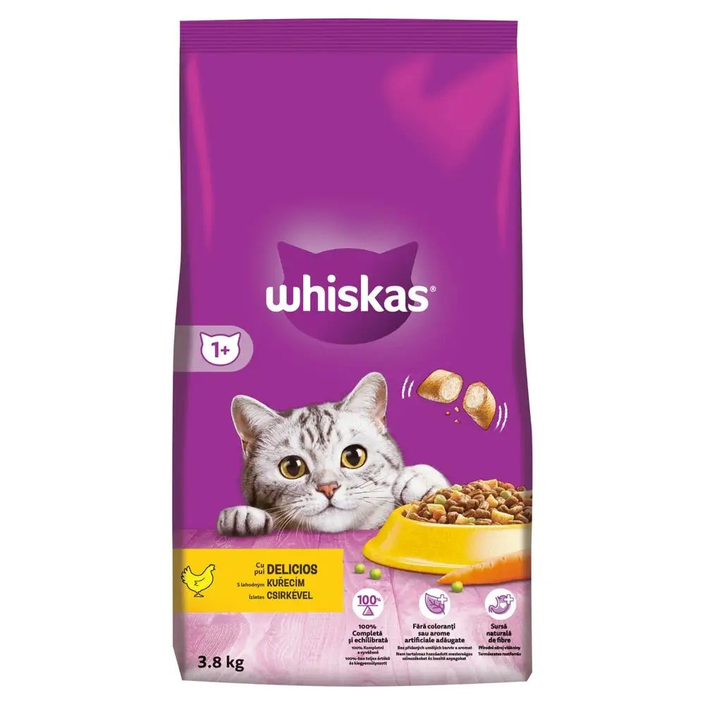Whiskas 1+ sucha karma dla kota dorosłego z kurczakiem 3,8 kg – pełnoporcjowa