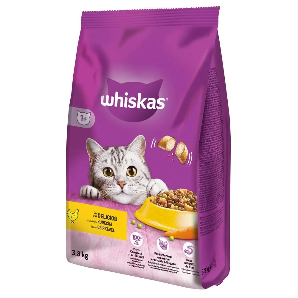 Whiskas 1+ sucha karma dla kota dorosłego z kurczakiem 3,8 kg – pełnoporcjowa