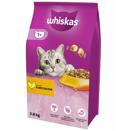 Whiskas 1+ sucha karma dla kota dorosłego z kurczakiem 3,8 kg – pełnoporcjowa