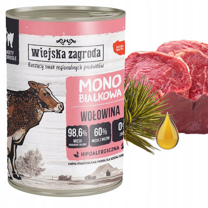 Wiejska Zagroda mokra karma dla kota monoproteinowa 6 x 400 g, bezzbożowa – mix smaków