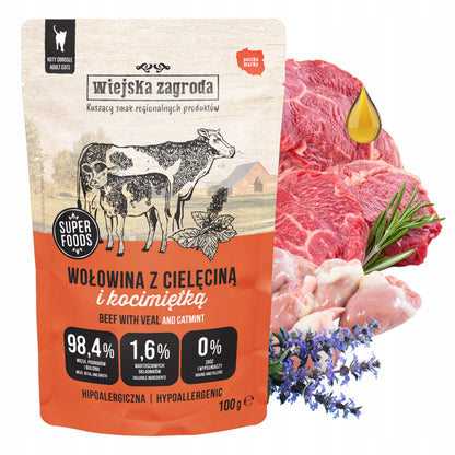 Wiejska Zagroda mokra karma dla kota bezzbożowa 12 x 100 g, pasztet – mix smaków