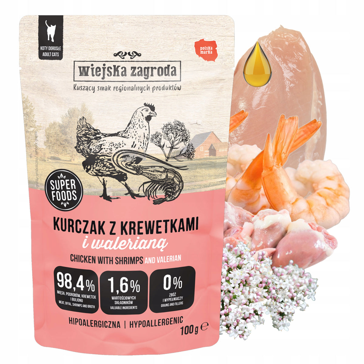 Wiejska Zagroda mokra karma dla kota bezzbożowa 12 x 100 g, pasztet – mix smaków