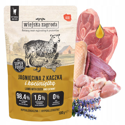 Wiejska Zagroda mokra karma dla kota bezzbożowa 12 x 100 g, pasztet – mix smaków