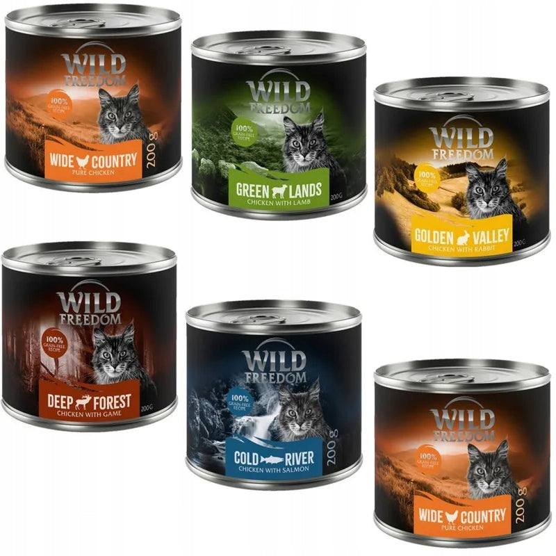 Wild Freedom Adult mokra karma dla kota 6x 200 g – 98% mięsa, bezzbożowa, mix smaków