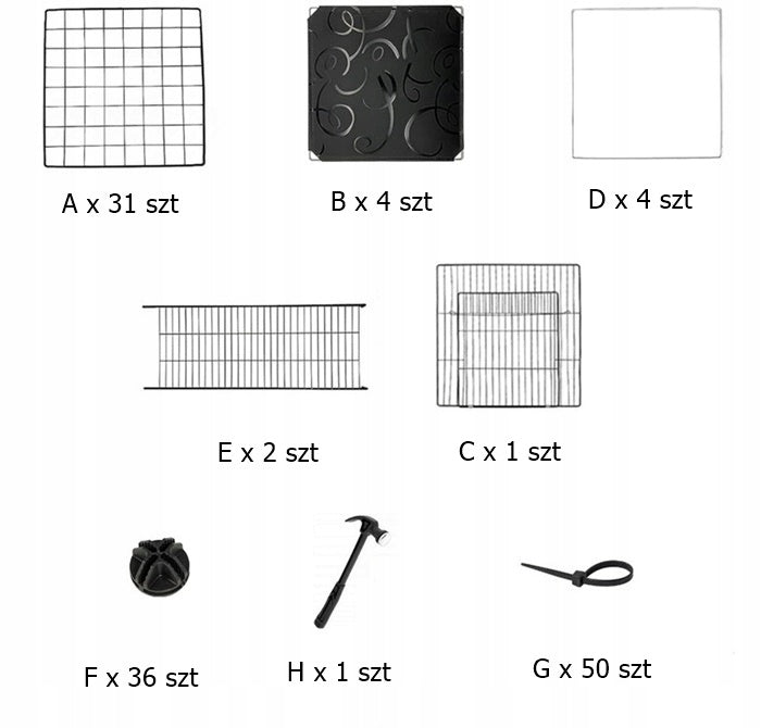 Nobo Kids Klatka piętrowa modułowa dla królika i świnki morskiej 72,5x72,5x108 cm – czarna