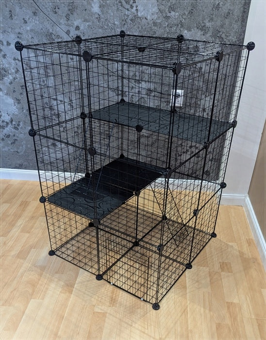 Nobo Kids Klatka piętrowa modułowa dla królika i świnki morskiej 72,5x72,5x108 cm – czarna
