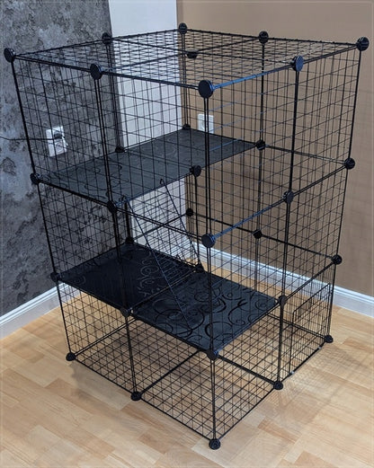 Nobo Kids Klatka piętrowa modułowa dla królika i świnki morskiej 72,5x72,5x108 cm – czarna
