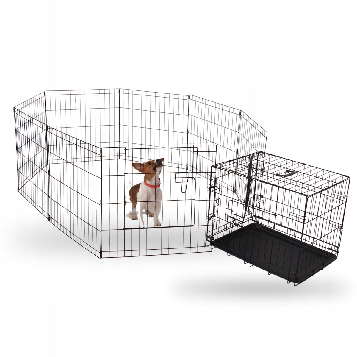 Oh!dog Kojec dla psa i szczeniąt 8 przęseł 60 cm, stal proszkowana, składany – rozmiar M