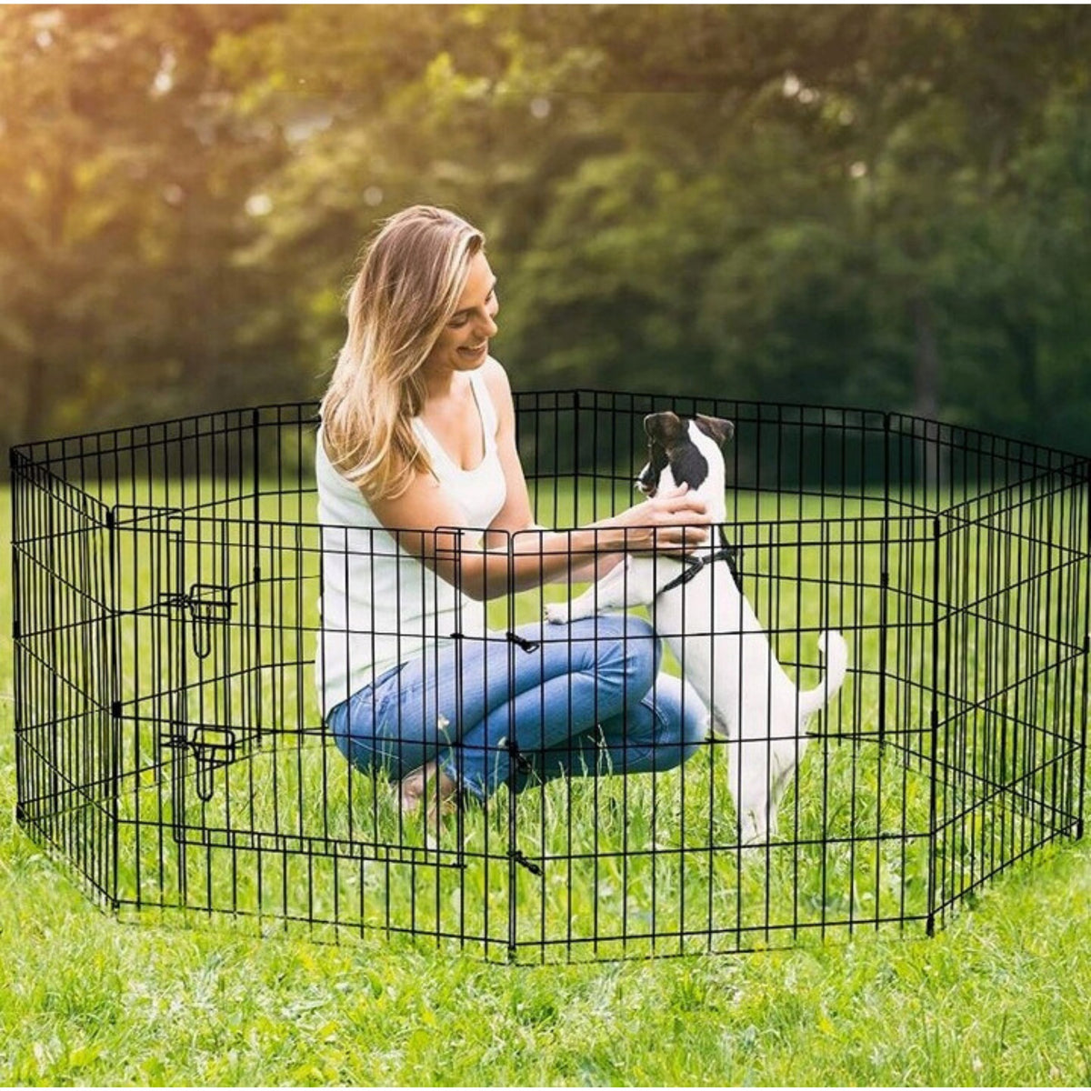Oh!dog Kojec modułowy dla psa 8 przęseł 76 cm ze stali proszkowanej – wybieg dla szczeniąt