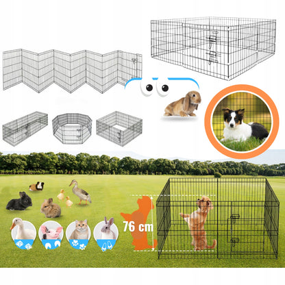Oh!dog Kojec modułowy dla psa 8 przęseł 76 cm ze stali proszkowanej – wybieg dla szczeniąt