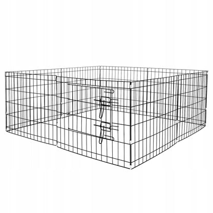 Springos Kojec dla psa metalowy 160 x 160 x 60 cm, 8 ścianek z bramką – czarny