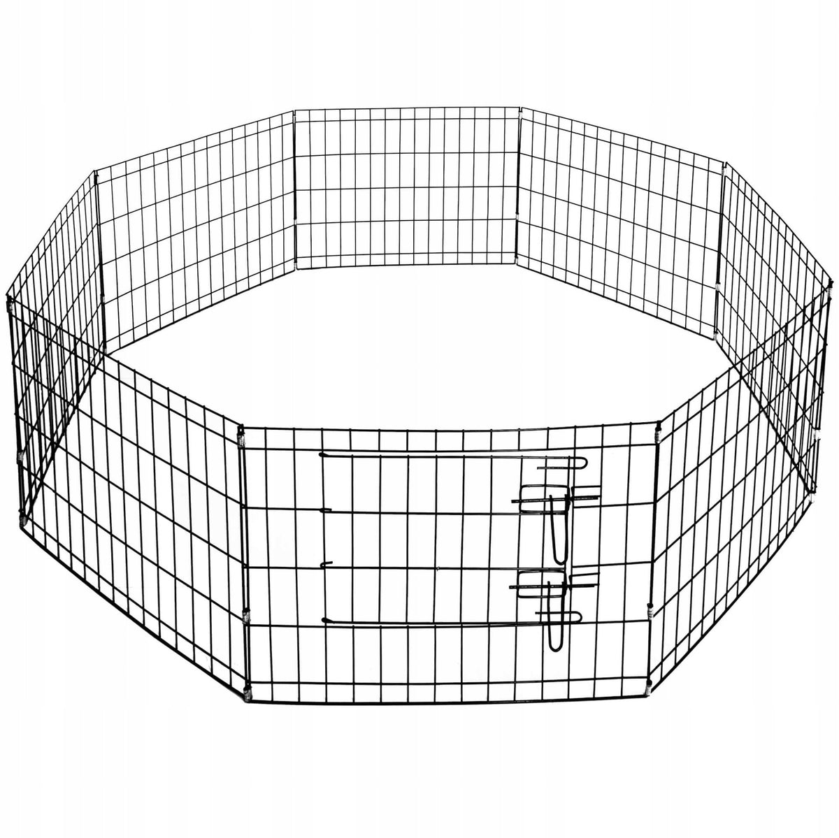 Springos Kojec dla psa metalowy 160 x 160 x 60 cm, 8 ścianek z bramką – czarny