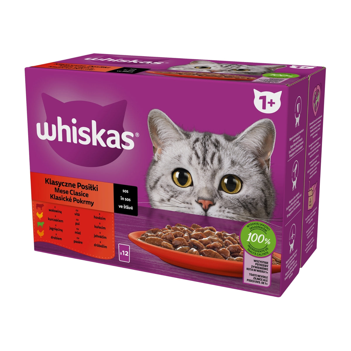 Whiskas mokra karma dla kota w sosie, 2 x 12 saszetek 85 g – mix smaków