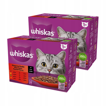 Whiskas mokra karma dla kota w sosie, 2 x 12 saszetek 85 g – mix smaków