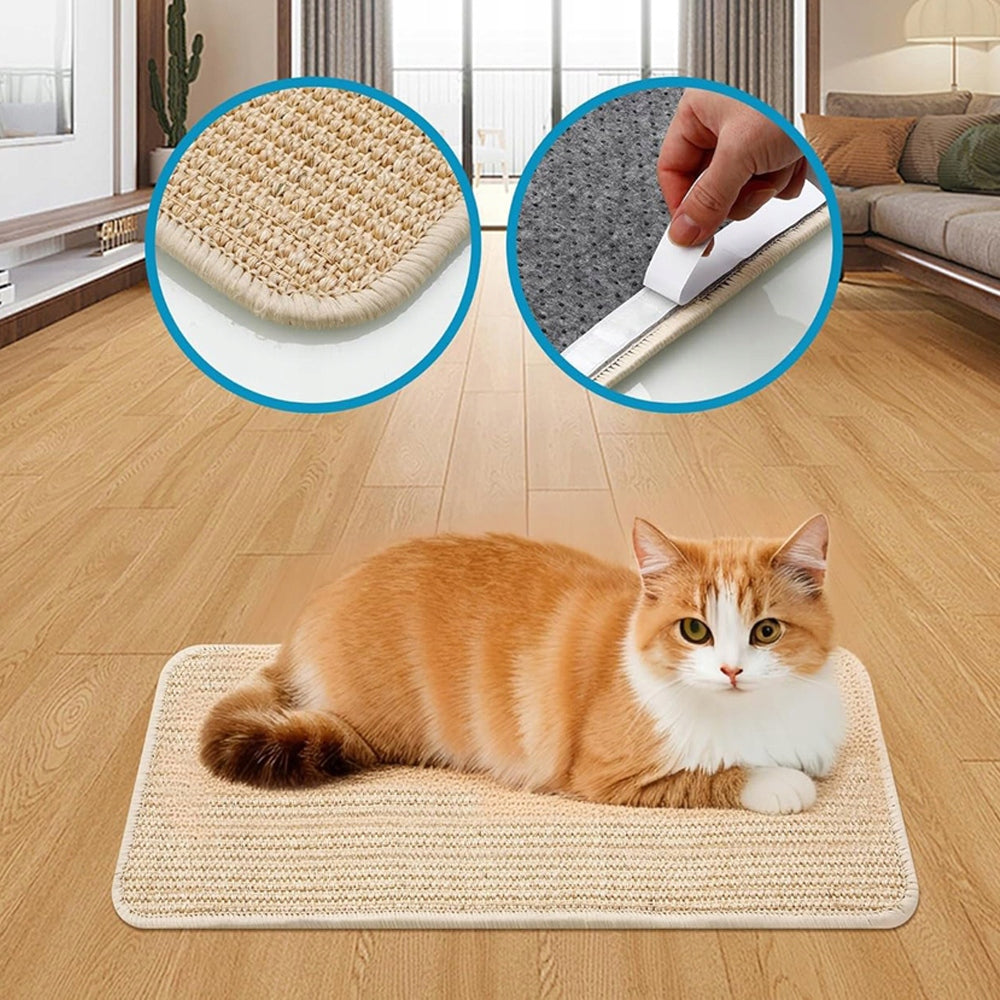 Maty do drapania dla kota z sizalu 50 × 25 cm – zestaw 3 szt., ochrona mebli, brązowe
