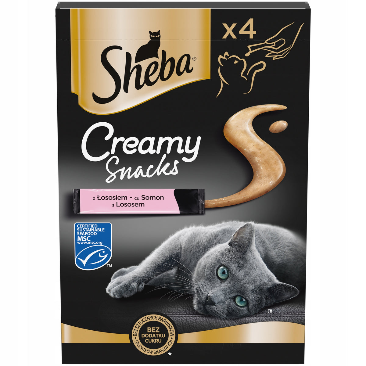 Sheba Creamy Snacks kremowy przysmak dla kota z łososiem 4 x 12 g – dla kotów dorosłych