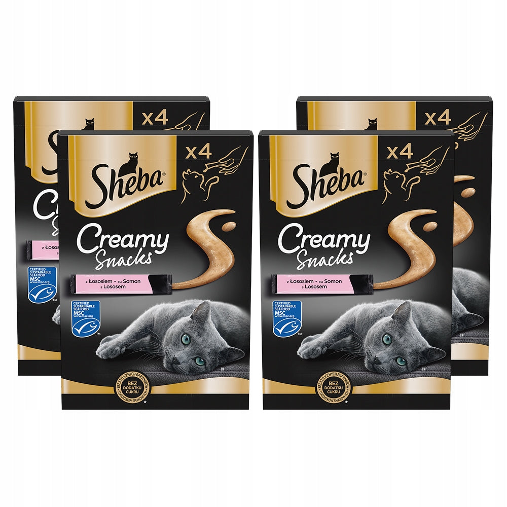 Sheba Creamy Snacks kremowy przysmak dla kota z łososiem 4 x 12 g – dla kotów dorosłych