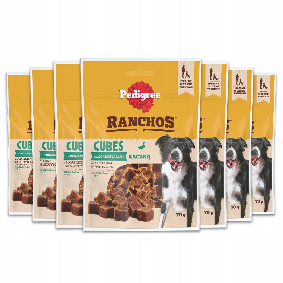 Pedigree Ranchos Cubes przysmaki dla psa z kaczką 70 g – treserki, zestaw 7 szt.