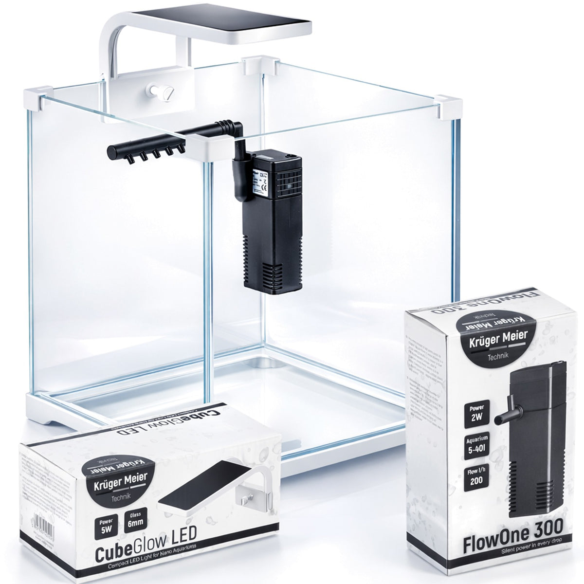 Kruger Meier Shrimp!One Pro akwarium 10 l z filtrem i lampą LED – zestaw krewetkarium