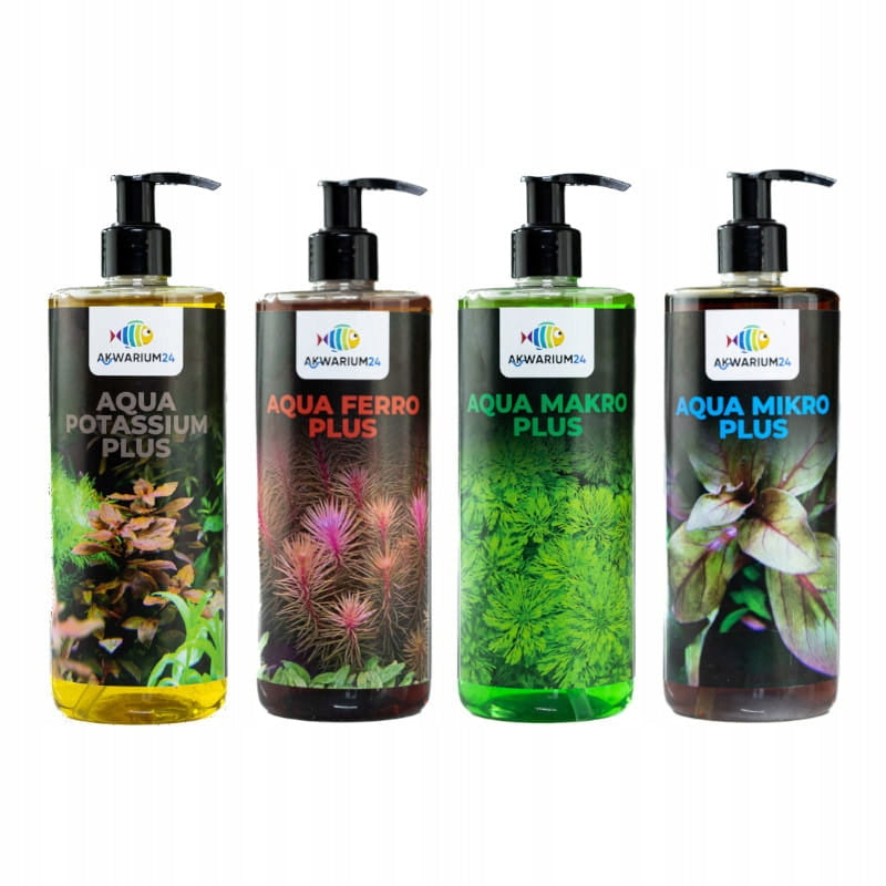 Akwarium24 zestaw nawozów do akwarium 4x500 ml – makro, mikro, żelazo i potas w płynie