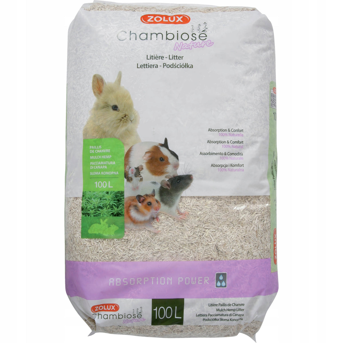 ZOLUX Chambiose Nature ściółka konopna dla królika i gryzoni 100 l – naturalna, biodegradowalna