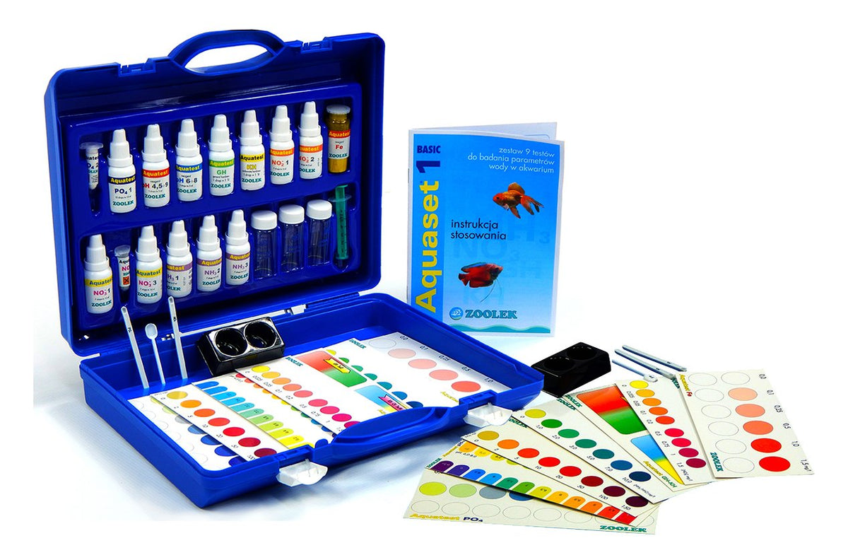 Zoolek Aquaset 1 Basic zestaw 9 testów kropelkowych do akwarium – w walizce