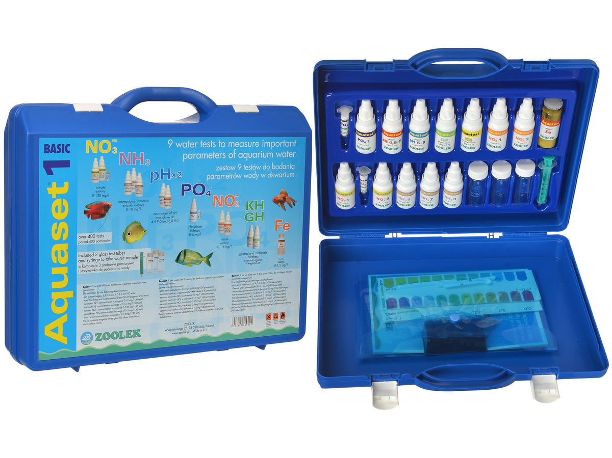 Zoolek Aquaset 1 Basic zestaw 9 testów kropelkowych do akwarium – w walizce